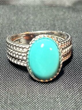 Kingman Turquoise And Sterling Silver Ring Size 10